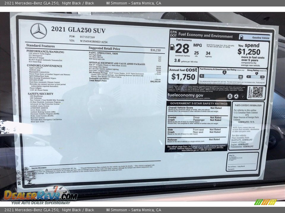 2021 Mercedes-Benz GLA 250 Night Black / Black Photo #11