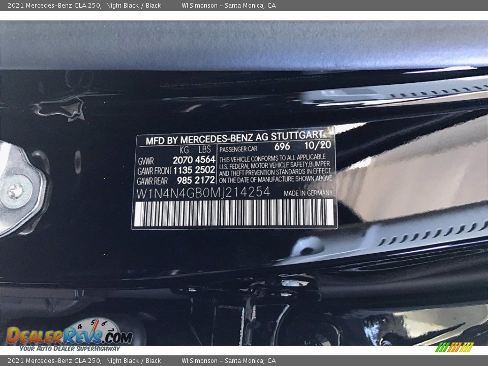 2021 Mercedes-Benz GLA 250 Night Black / Black Photo #12