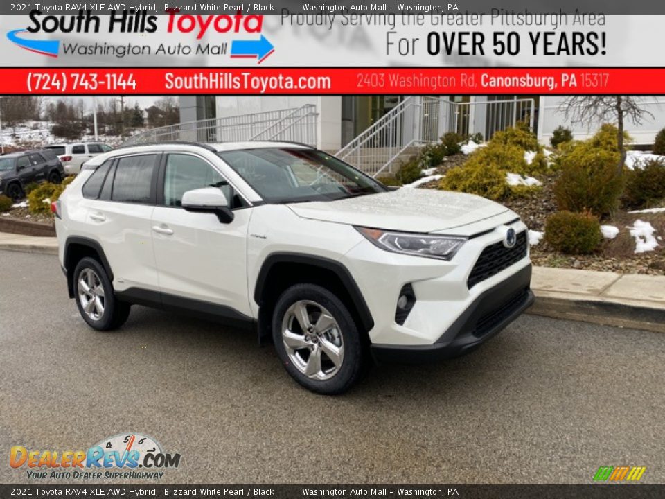 2021 Toyota RAV4 XLE AWD Hybrid Blizzard White Pearl / Black Photo #1