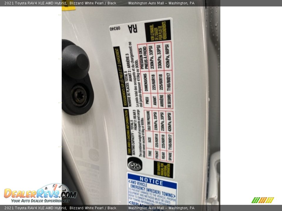 2021 Toyota RAV4 XLE AWD Hybrid Blizzard White Pearl / Black Photo #34