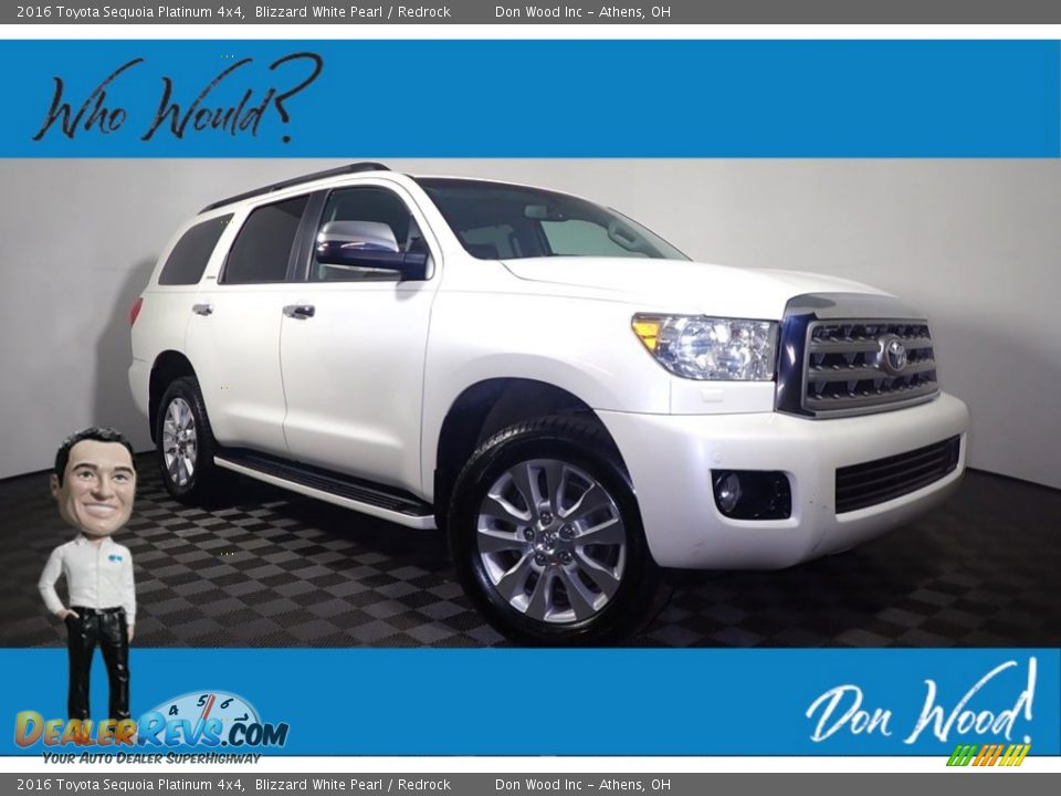 2016 Toyota Sequoia Platinum 4x4 Blizzard White Pearl / Redrock Photo #1