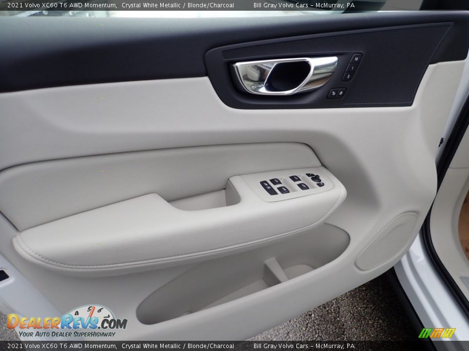2021 Volvo XC60 T6 AWD Momentum Crystal White Metallic / Blonde/Charcoal Photo #10