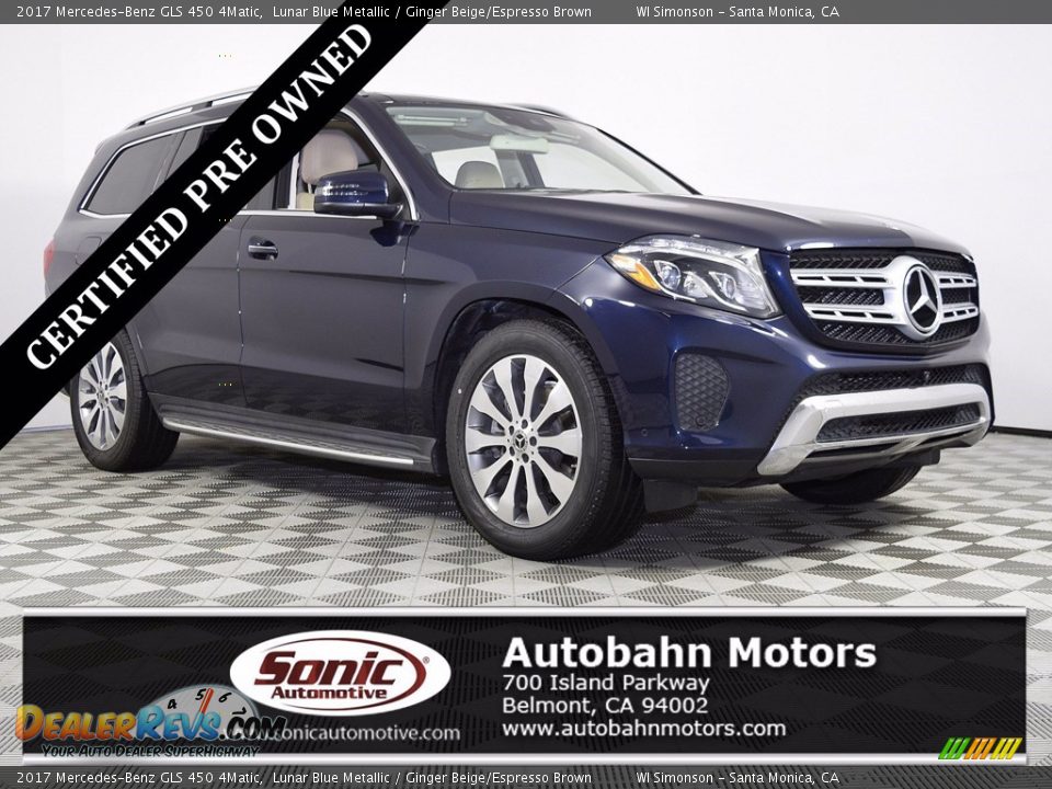 2017 Mercedes-Benz GLS 450 4Matic Lunar Blue Metallic / Ginger Beige/Espresso Brown Photo #1