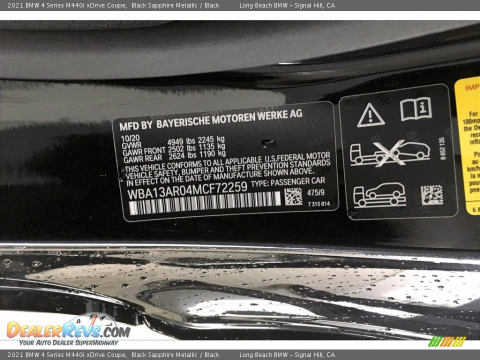 2021 BMW 4 Series M440i xDrive Coupe Black Sapphire Metallic / Black Photo #18