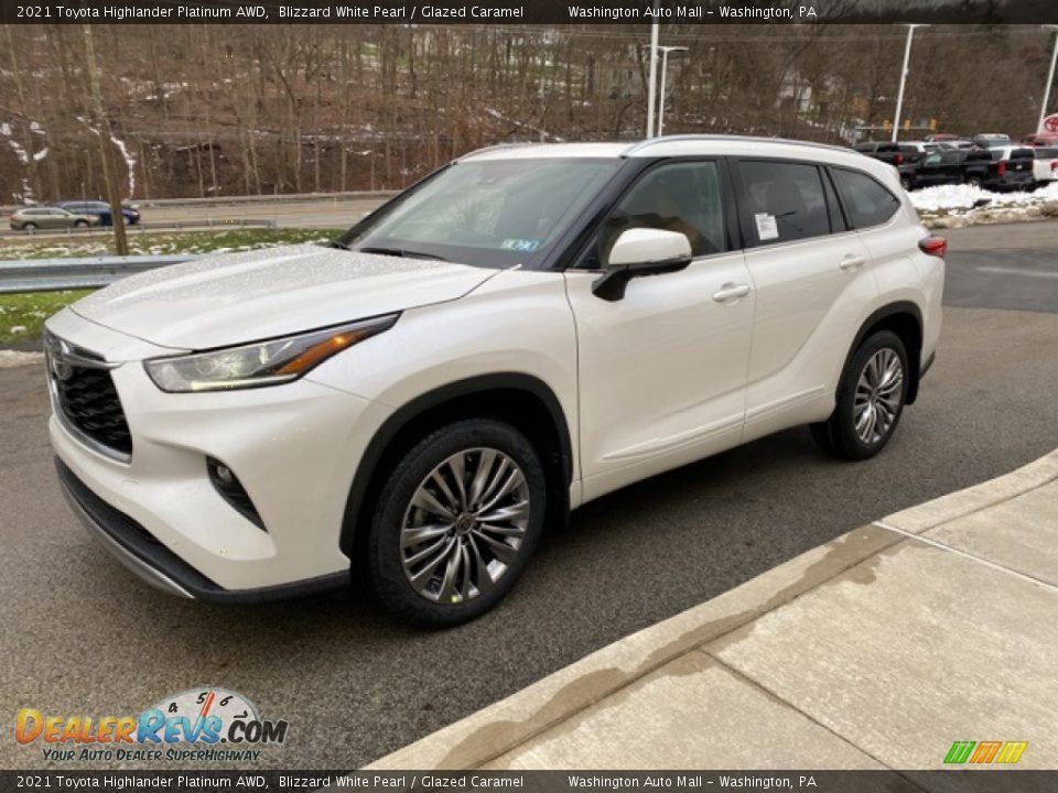 2021 Toyota Highlander Platinum AWD Blizzard White Pearl / Glazed Caramel Photo #14