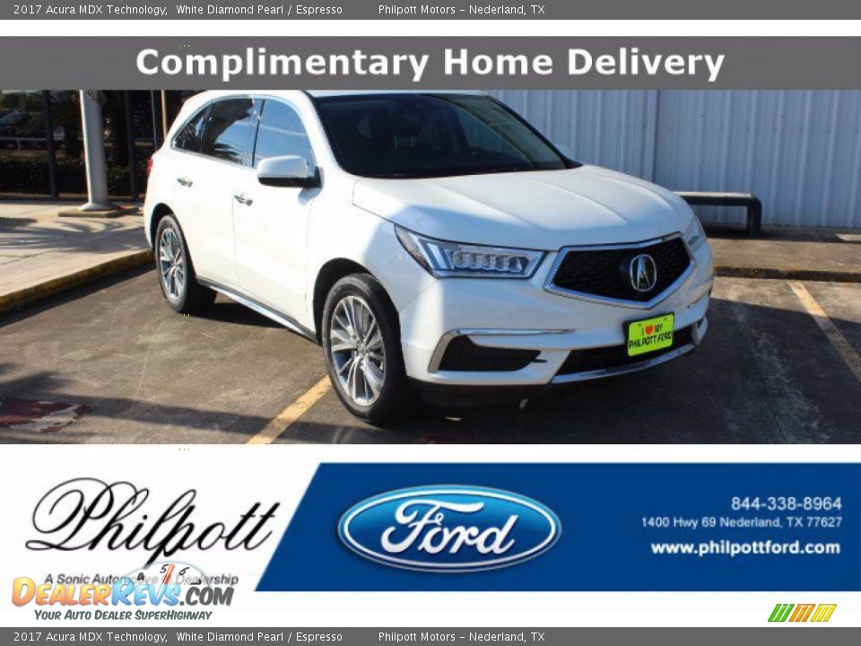 2017 Acura MDX Technology White Diamond Pearl / Espresso Photo #1