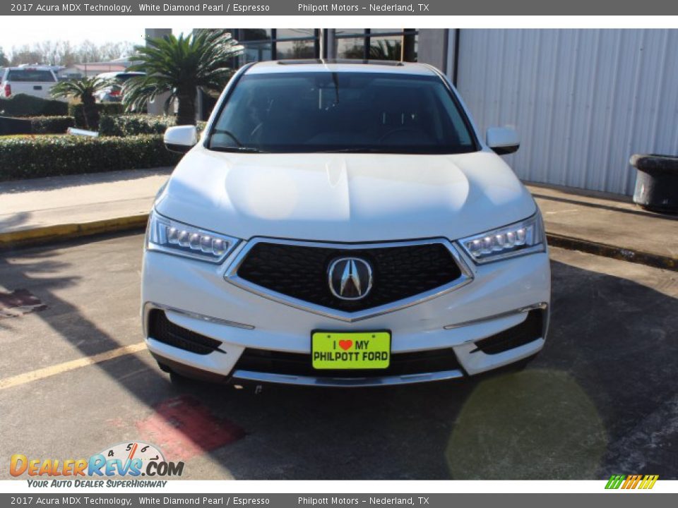 2017 Acura MDX Technology White Diamond Pearl / Espresso Photo #3