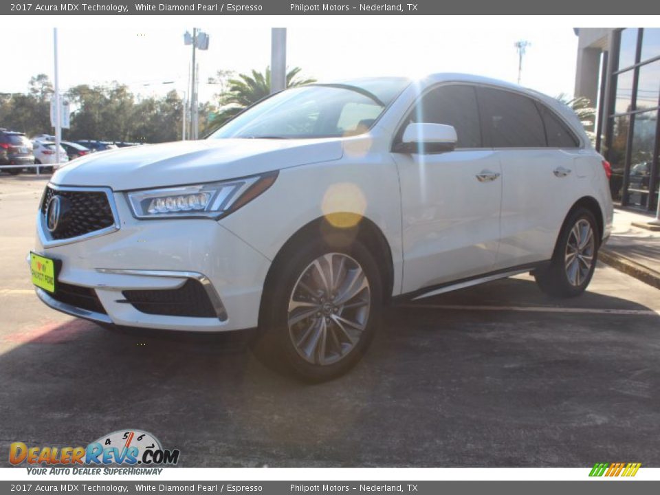 2017 Acura MDX Technology White Diamond Pearl / Espresso Photo #4