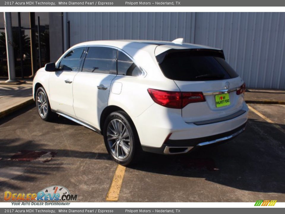 2017 Acura MDX Technology White Diamond Pearl / Espresso Photo #6