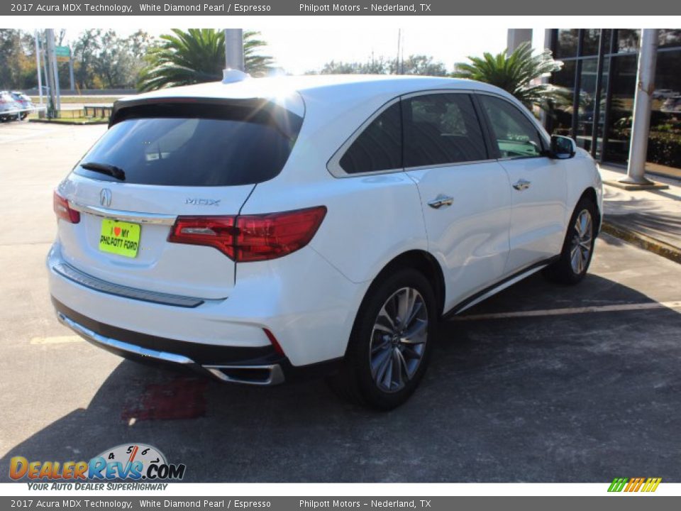 2017 Acura MDX Technology White Diamond Pearl / Espresso Photo #8