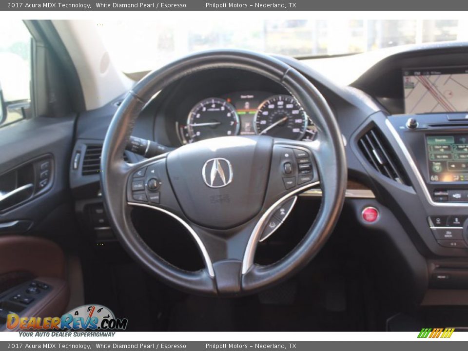 2017 Acura MDX Technology White Diamond Pearl / Espresso Photo #24