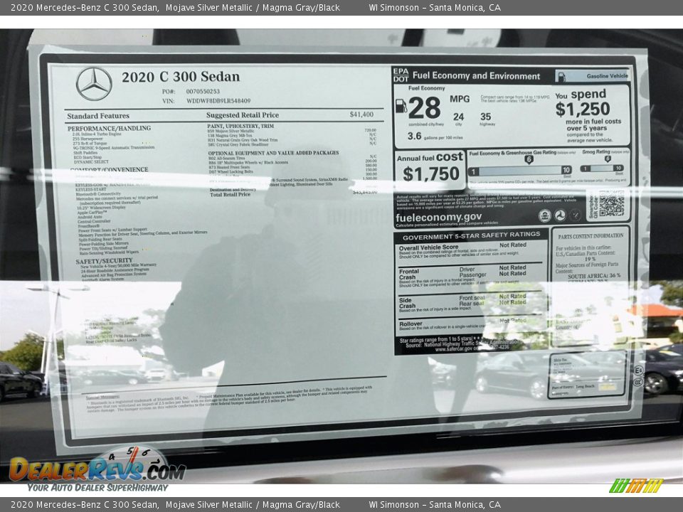 2020 Mercedes-Benz C 300 Sedan Mojave Silver Metallic / Magma Gray/Black Photo #10