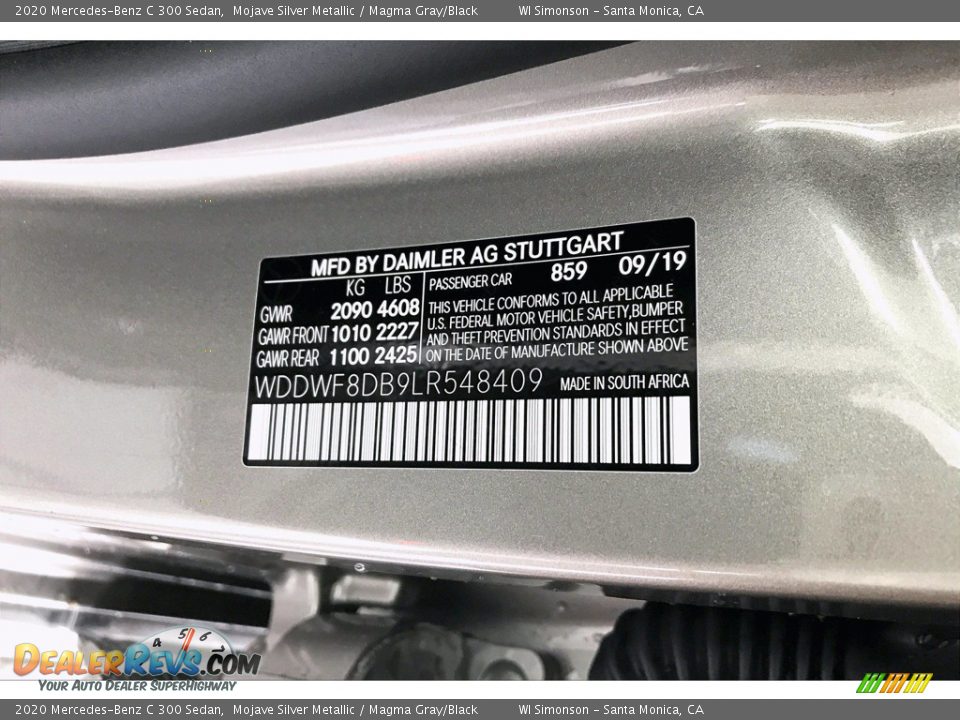 2020 Mercedes-Benz C 300 Sedan Mojave Silver Metallic / Magma Gray/Black Photo #11