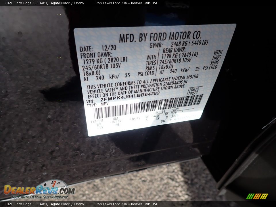 2020 Ford Edge SEL AWD Agate Black / Ebony Photo #14