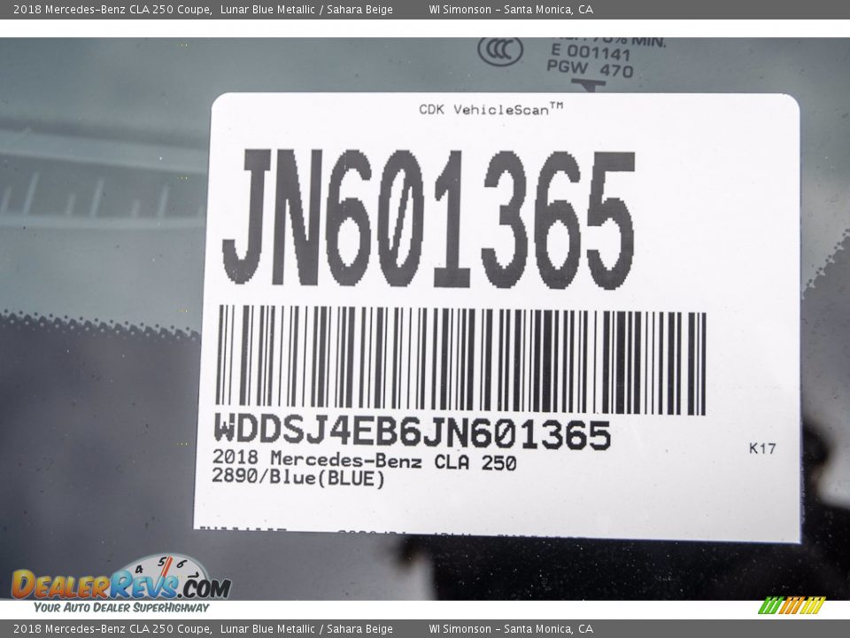 2018 Mercedes-Benz CLA 250 Coupe Lunar Blue Metallic / Sahara Beige Photo #10