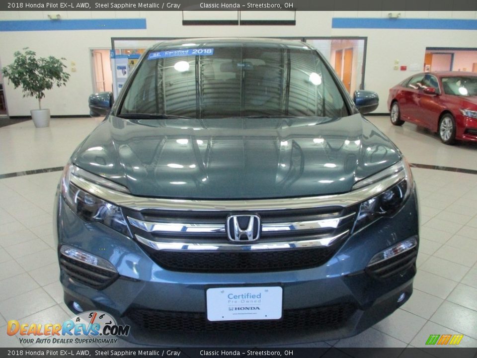 2018 Honda Pilot EX-L AWD Steel Sapphire Metallic / Gray Photo #2