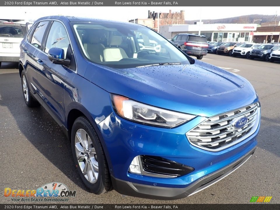 2020 Ford Edge Titanium AWD Atlas Blue Metallic / Dune Photo #3
