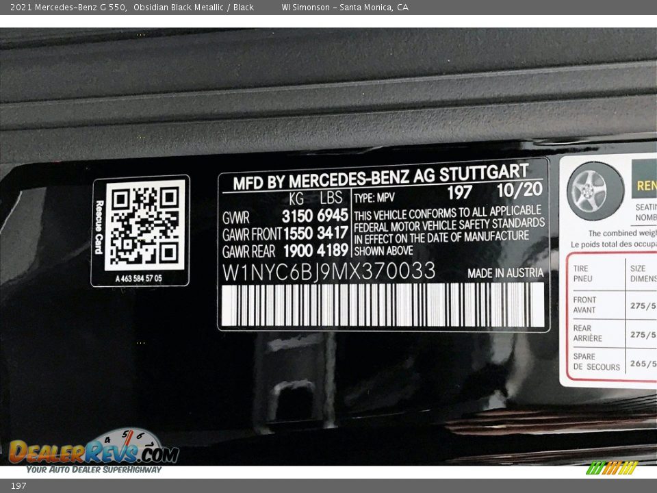 Mercedes-Benz Color Code 197 Obsidian Black Metallic