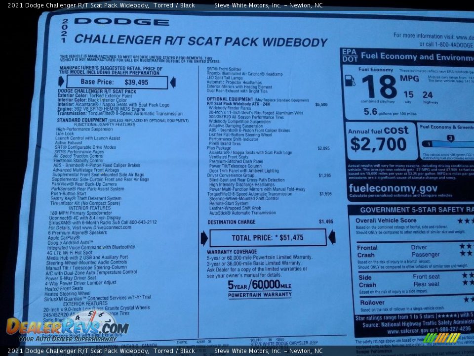 2021 Dodge Challenger R/T Scat Pack Widebody Torred / Black Photo #26