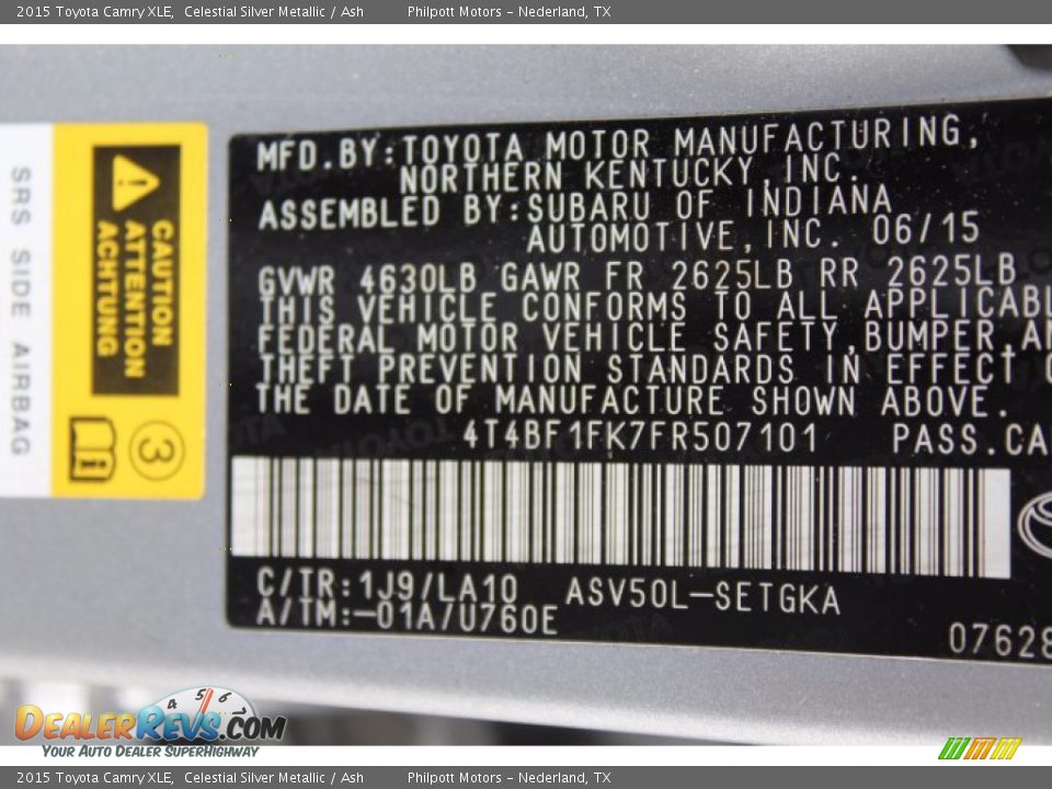 2015 Toyota Camry XLE Celestial Silver Metallic / Ash Photo #27