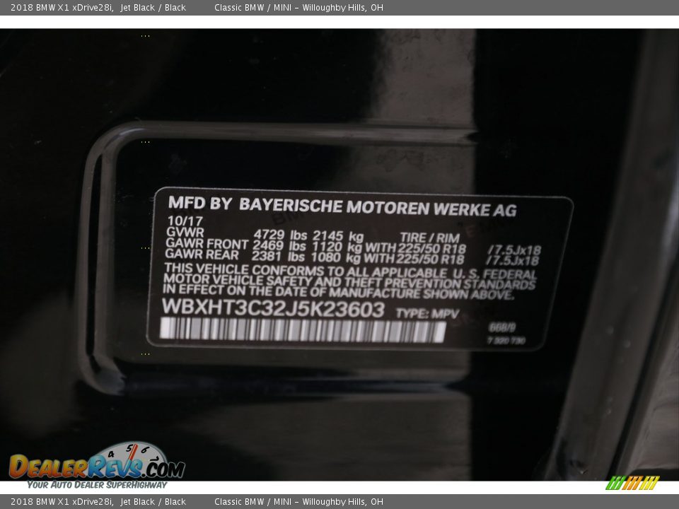 2018 BMW X1 xDrive28i Jet Black / Black Photo #32