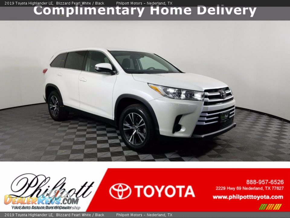 2019 Toyota Highlander LE Blizzard Pearl White / Black Photo #1