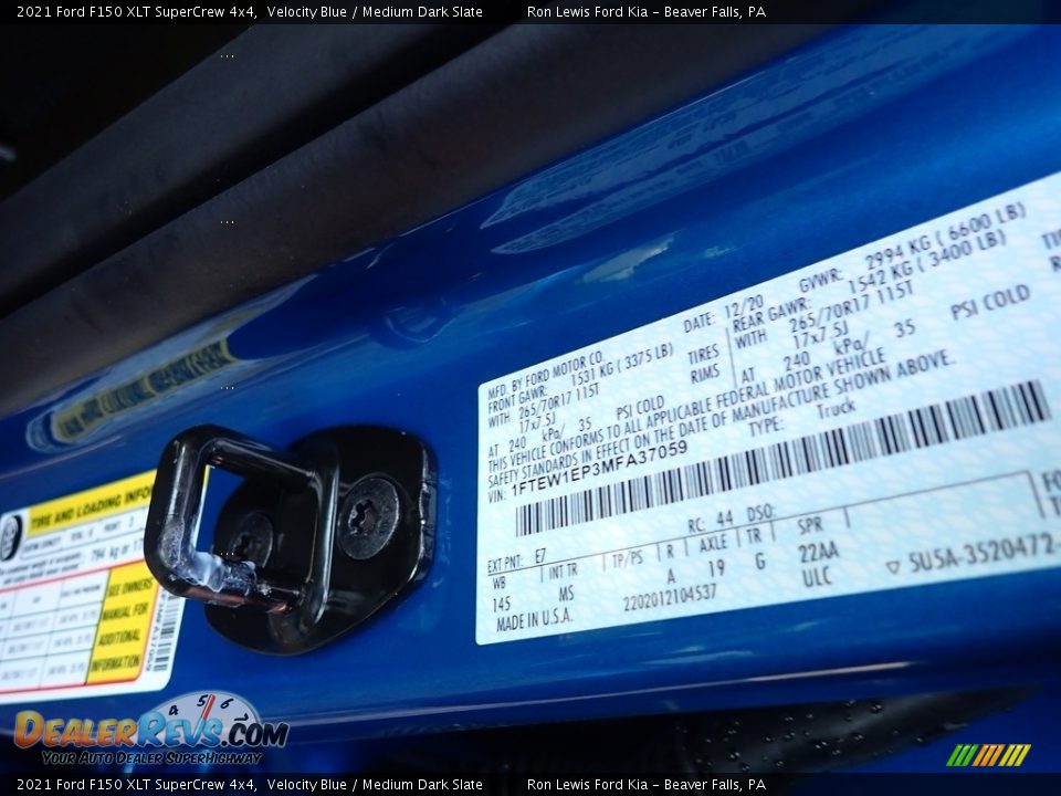 2021 Ford F150 XLT SuperCrew 4x4 Velocity Blue / Medium Dark Slate Photo #15
