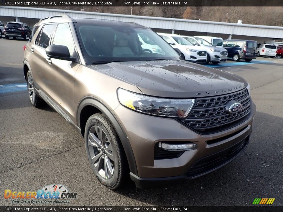 2021 Ford Explorer XLT 4WD Stone Gray Metallic / Light Slate Photo #3