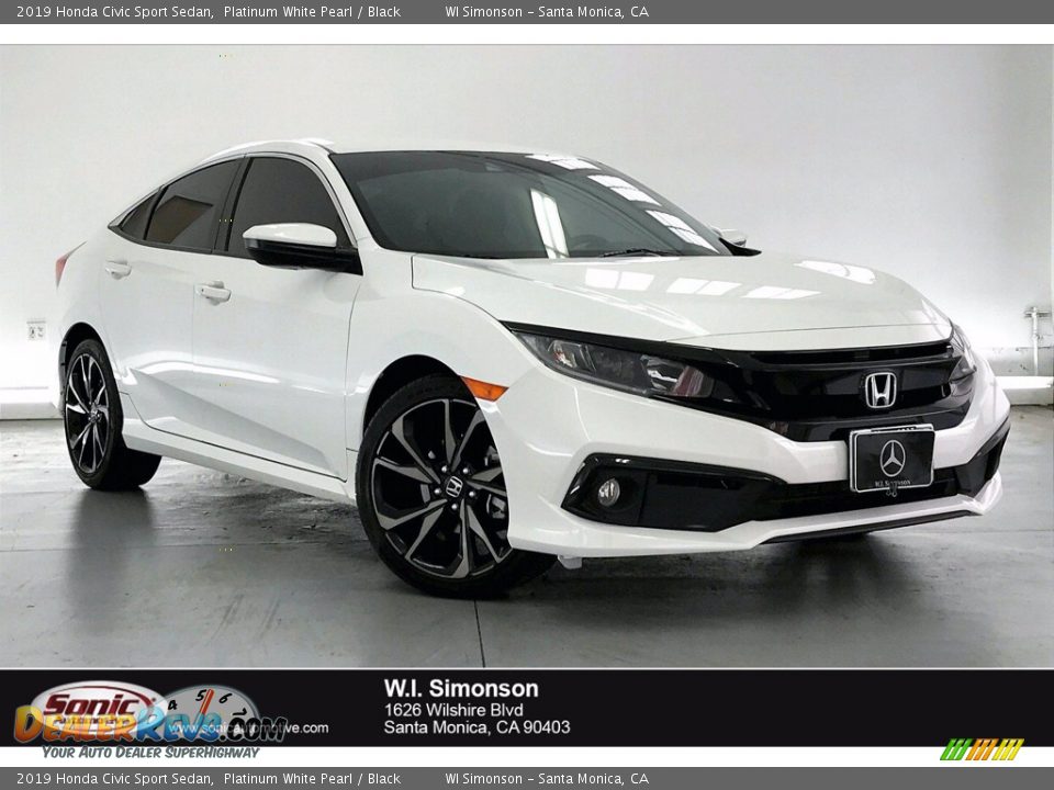 2019 Honda Civic Sport Sedan Platinum White Pearl / Black Photo #1