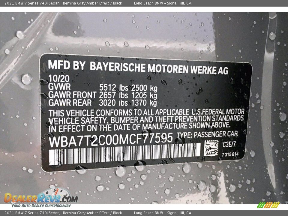 2021 BMW 7 Series 740i Sedan Bernina Gray Amber Effect / Black Photo #18