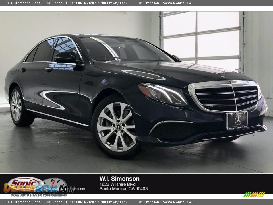 2018 Mercedes-Benz E 300 Sedan Lunar Blue Metallic / Nut Brown/Black Photo #1