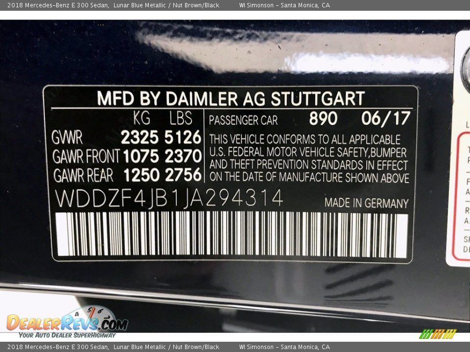 2018 Mercedes-Benz E 300 Sedan Lunar Blue Metallic / Nut Brown/Black Photo #24