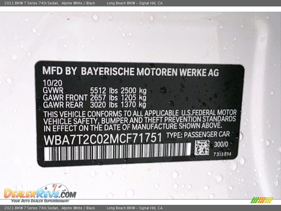 2021 BMW 7 Series 740i Sedan Alpine White / Black Photo #18