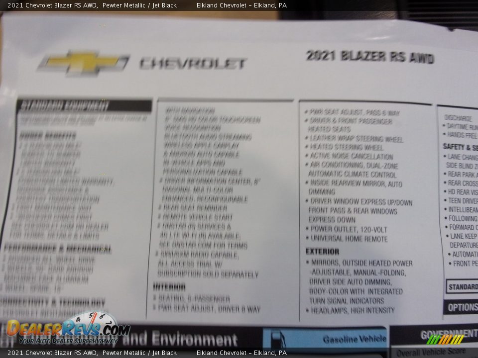2021 Chevrolet Blazer RS AWD Pewter Metallic / Jet Black Photo #34
