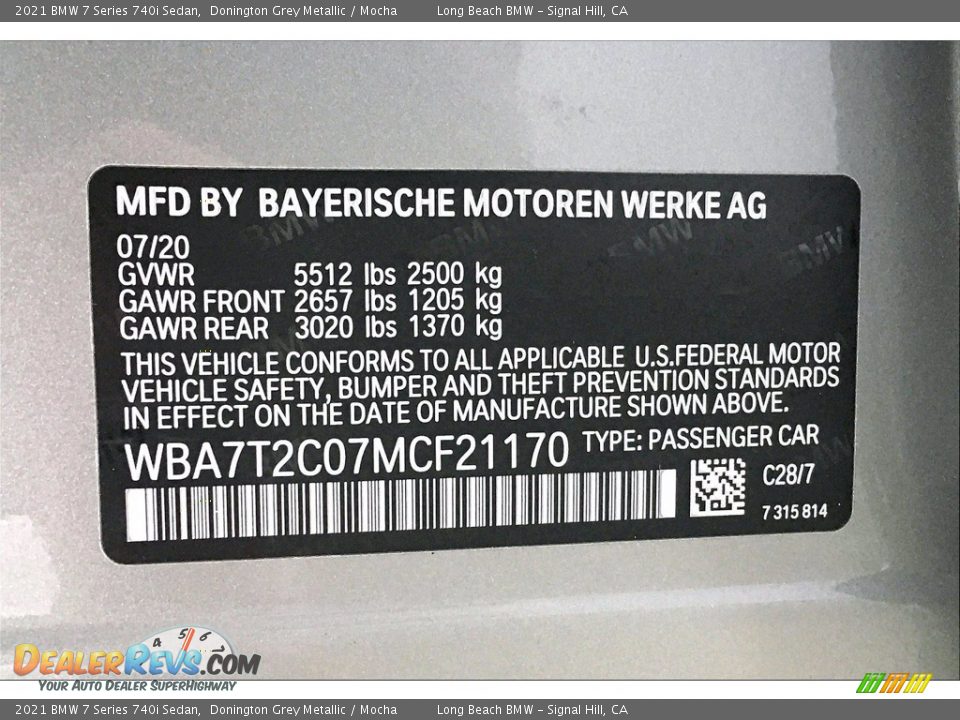 2021 BMW 7 Series 740i Sedan Donington Grey Metallic / Mocha Photo #36