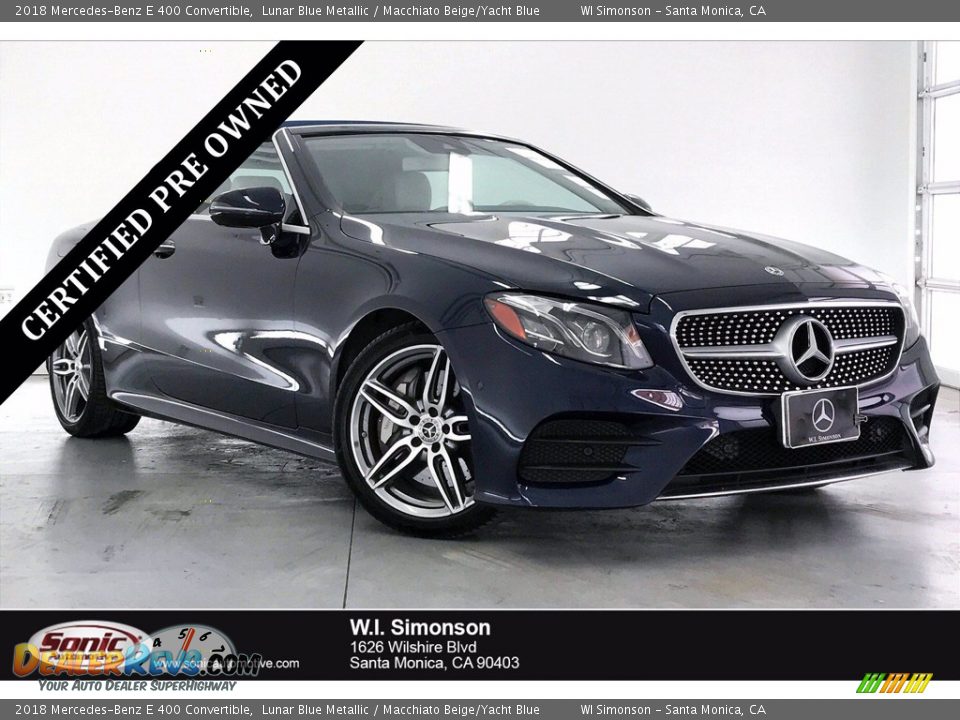 2018 Mercedes-Benz E 400 Convertible Lunar Blue Metallic / Macchiato Beige/Yacht Blue Photo #1