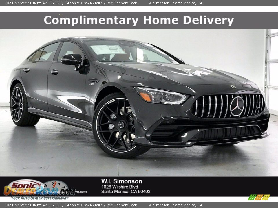 2021 Mercedes-Benz AMG GT 53 Graphite Gray Metallic / Red Pepper/Black Photo #1