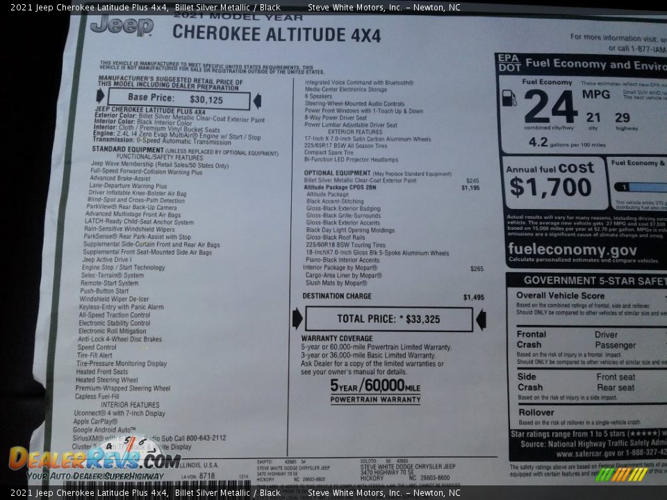 2021 Jeep Cherokee Latitude Plus 4x4 Billet Silver Metallic / Black Photo #29