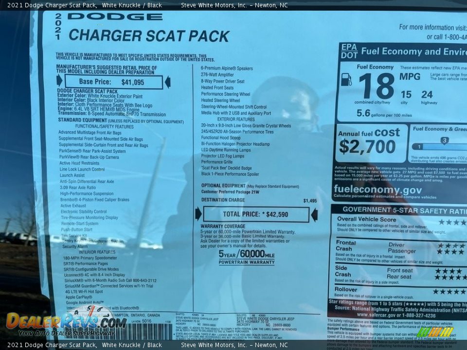 2021 Dodge Charger Scat Pack White Knuckle / Black Photo #27