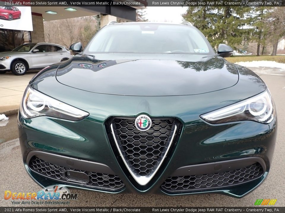 2021 Alfa Romeo Stelvio Sprint AWD Verde Visconti Metallic / Black/Chocolate Photo #2