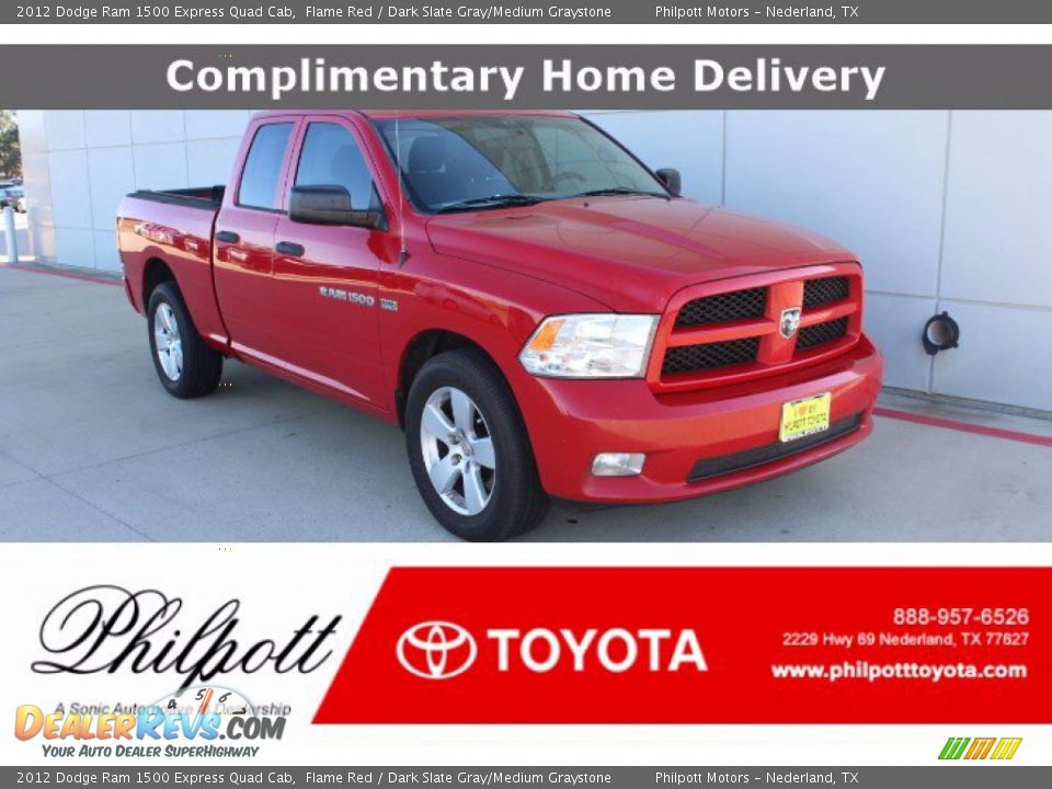 2012 Dodge Ram 1500 Express Quad Cab Flame Red / Dark Slate Gray/Medium Graystone Photo #1