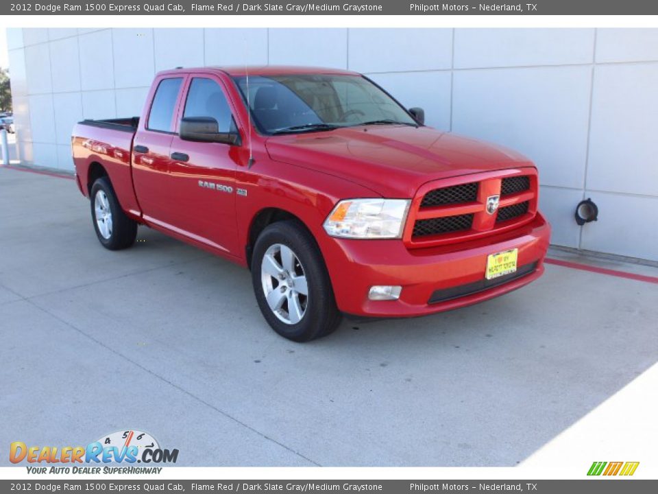 2012 Dodge Ram 1500 Express Quad Cab Flame Red / Dark Slate Gray/Medium Graystone Photo #2