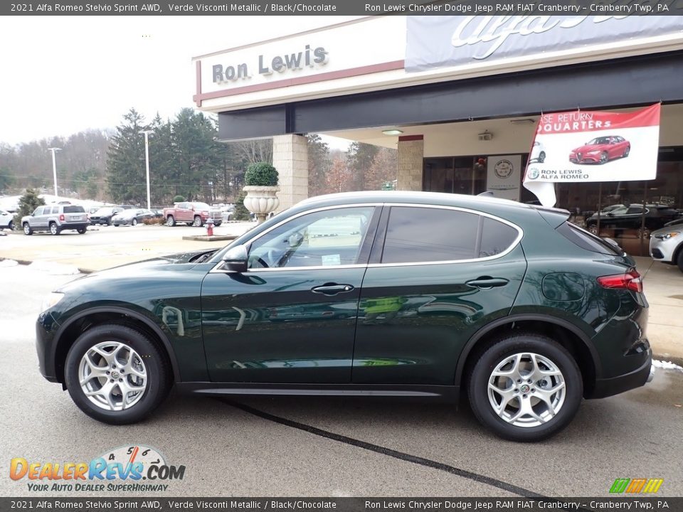 2021 Alfa Romeo Stelvio Sprint AWD Verde Visconti Metallic / Black/Chocolate Photo #9