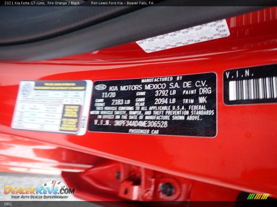 Kia Color Code DRG Fire Orange