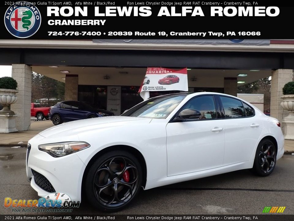 2021 Alfa Romeo Giulia TI Sport AWD Alfa White / Black/Red Photo #1