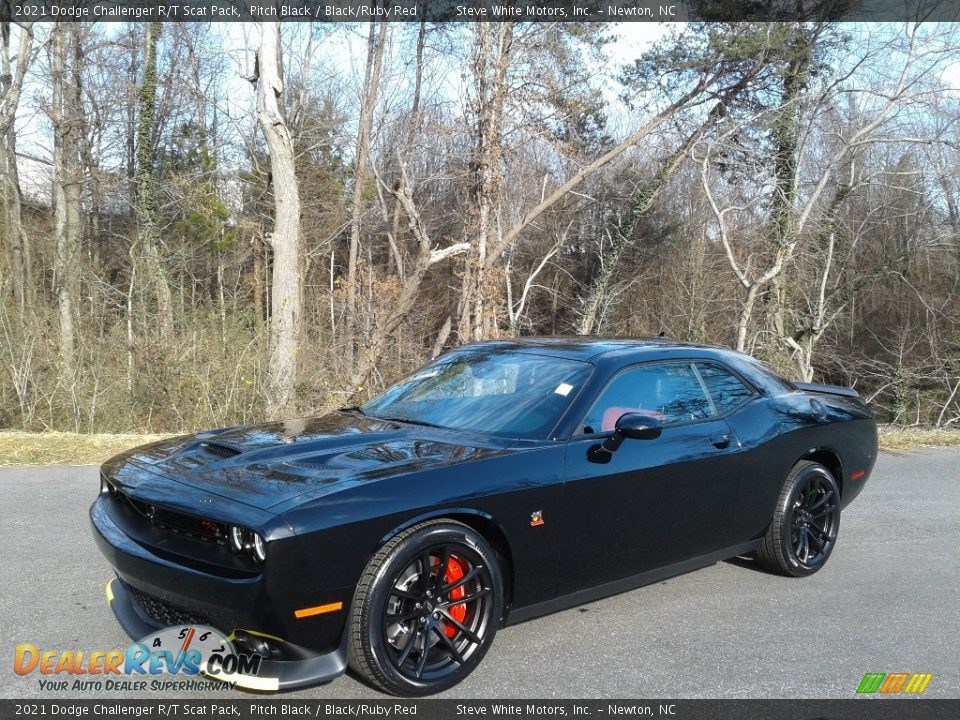 2021 Dodge Challenger R/T Scat Pack Pitch Black / Black/Ruby Red Photo #2
