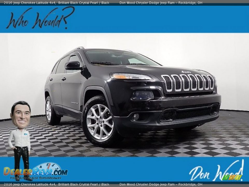 2016 Jeep Cherokee Latitude 4x4 Brilliant Black Crystal Pearl / Black Photo #1
