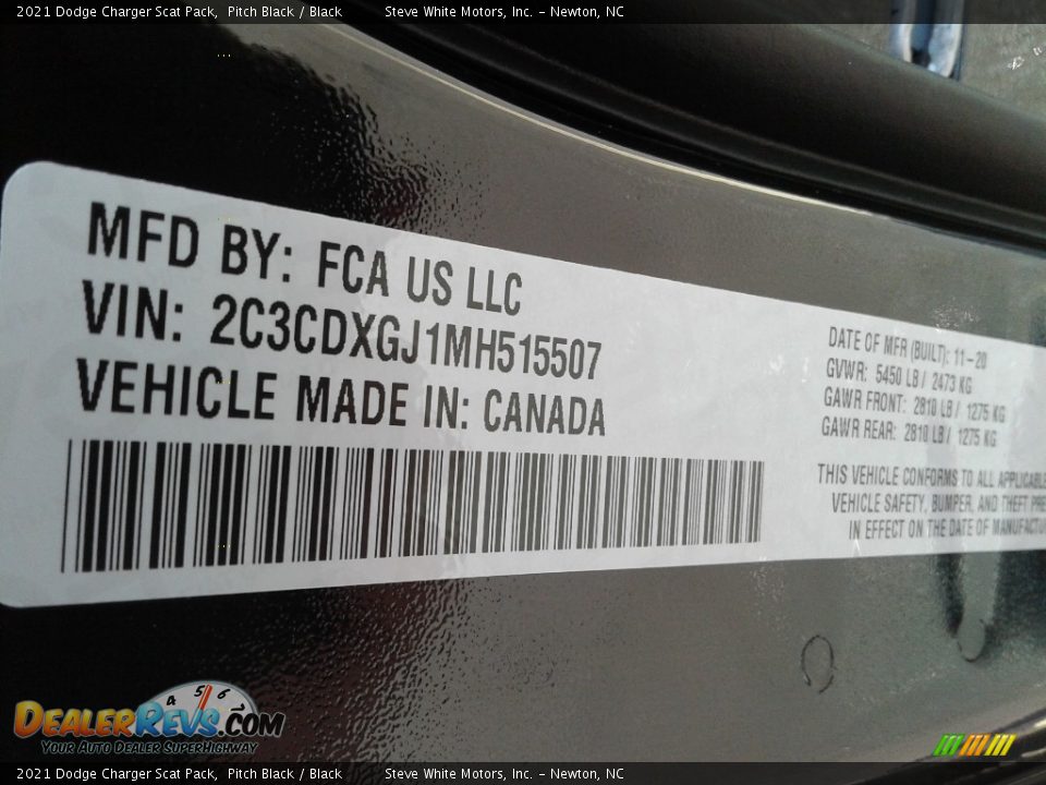 2021 Dodge Charger Scat Pack Pitch Black / Black Photo #29