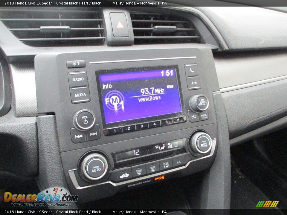 2018 Honda Civic LX Sedan Crystal Black Pearl / Black Photo #14