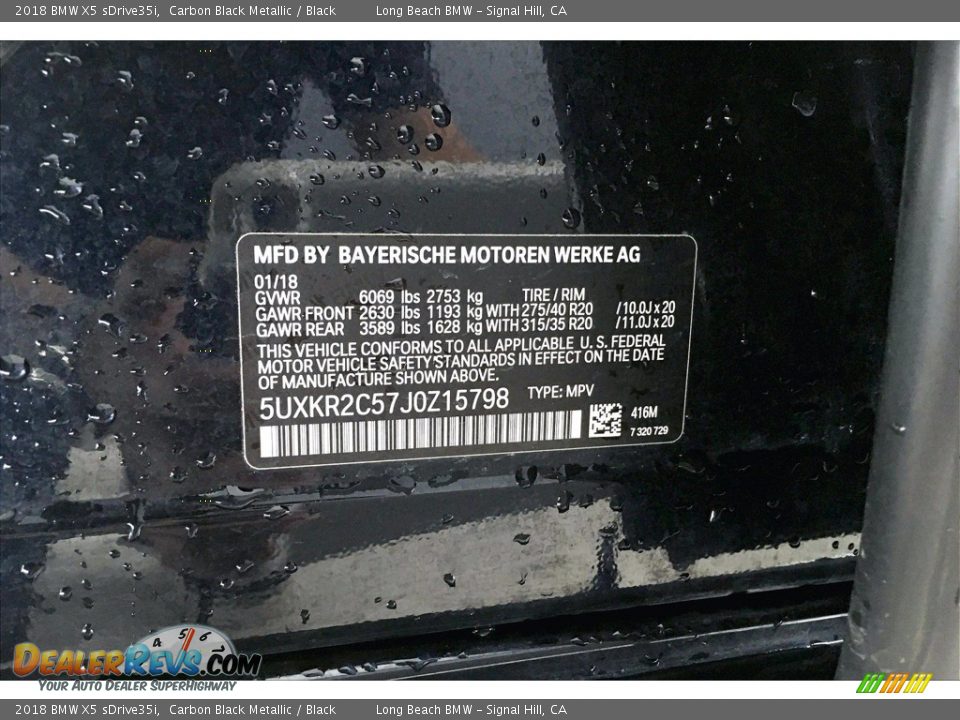 2018 BMW X5 sDrive35i Carbon Black Metallic / Black Photo #36